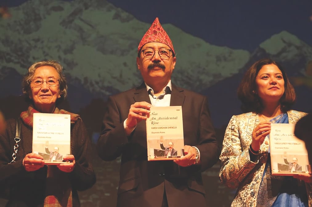 PROUD MOMENT: Harsh Vardhan Shringla with his aunt Chokila Iyer, also a former foreign secretary, and the author of the biography Dipmala Roka at the book launch in Darjeeling last week.