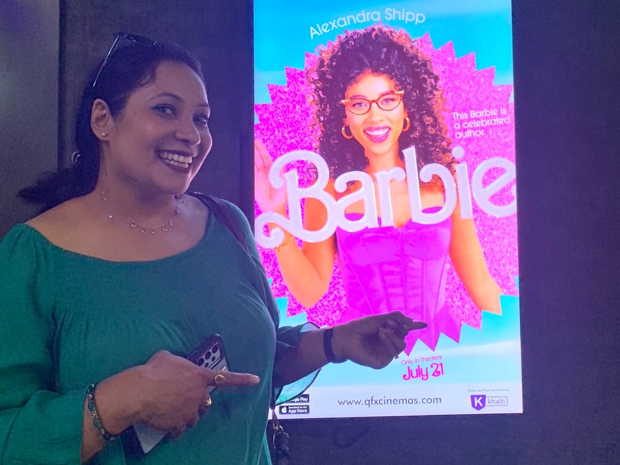 Actor and filmmaker Loonibha Tuladhar during a show of the movie Barbie in Kathmandu. Photo: PRATIBHA TULADHAR