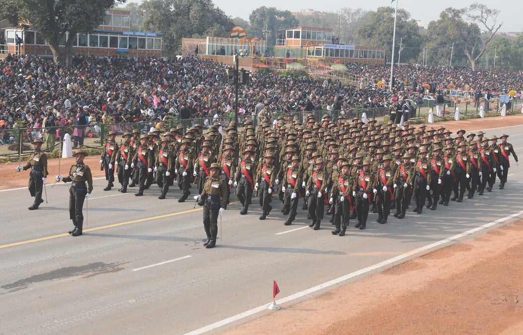 The 39 Gorkha Regiment marching contingent passes through the Rajpath during the 62nd Republic Day Parade-2011, in New Delhi on January 26, 2011. Photo: PRESS INFORMATION BUREAU INDIA