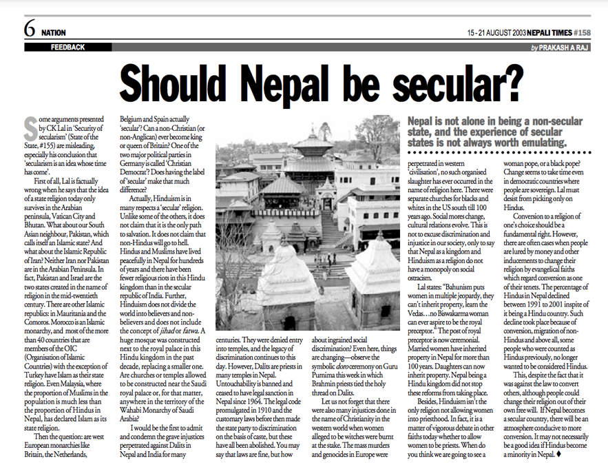 Nepali Times #158 15-21 August 2003