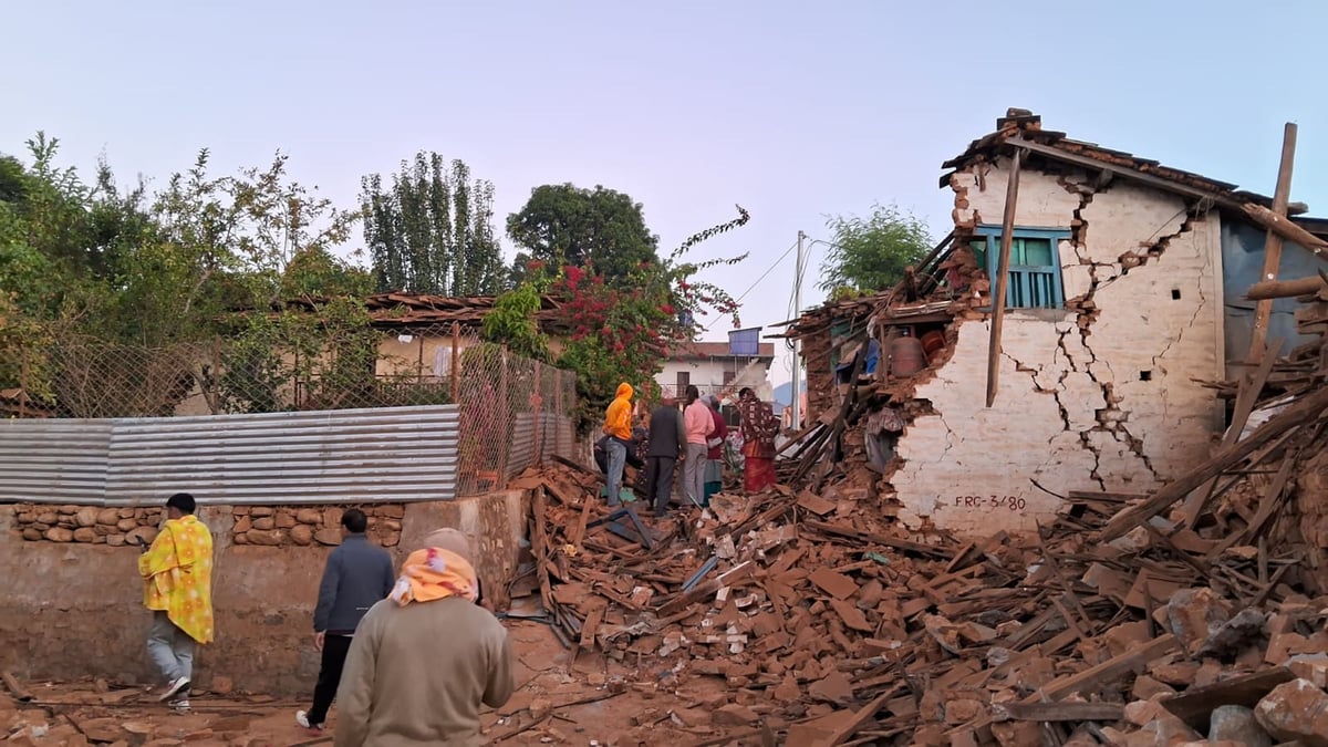 Some of the houses destroyed by the earthquake on Friday night in Jajarkot. Photo: RSS