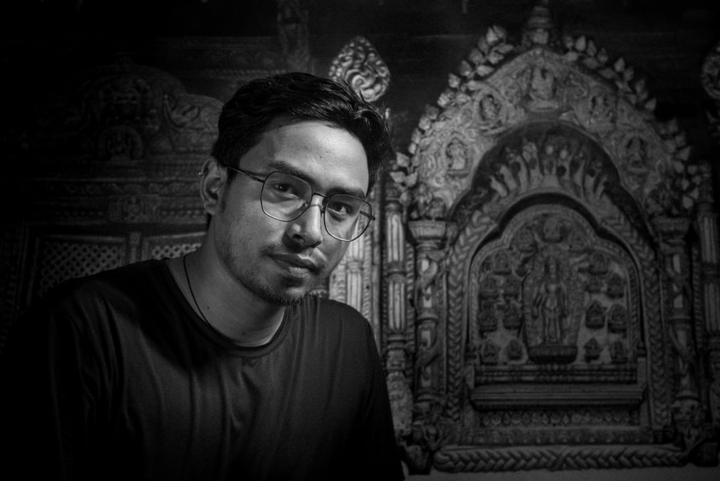 Artist Manish Dhoju. Photo: SIMON WATKINSON