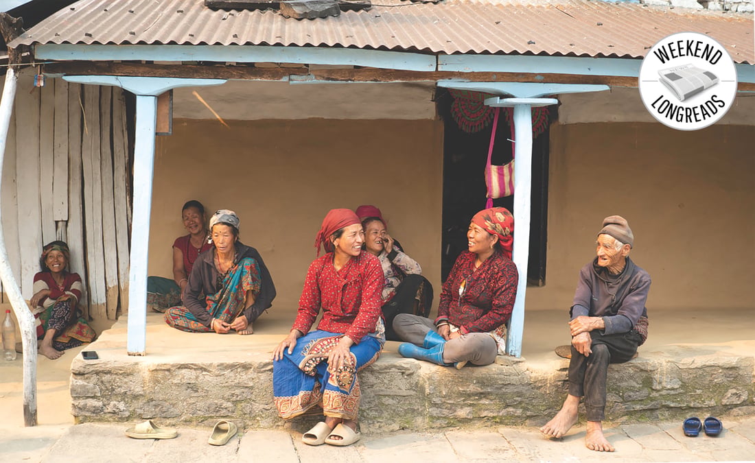 DOWN AND OUT: Survivors of the 2012 Seti flood at Kharapani. Only the elderly and children are left in the village. Photo: DURGA RANA MAGAR