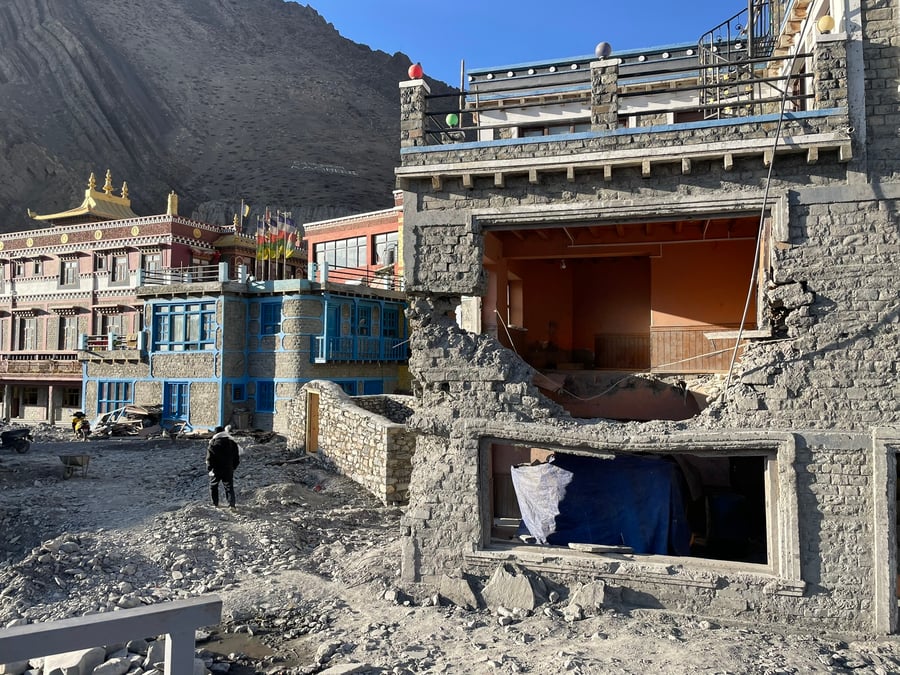WAR ZONE: Nearly one year after the August 2023 flash flood, Kagbeni is still in ruins and is bracing for another rainy season. Photos: WEN STEPHENSON
