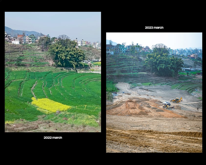 Sipadol in Bhaktapur just a year apart between 2022 to 2023. All photos: AMIT MACHAMASI