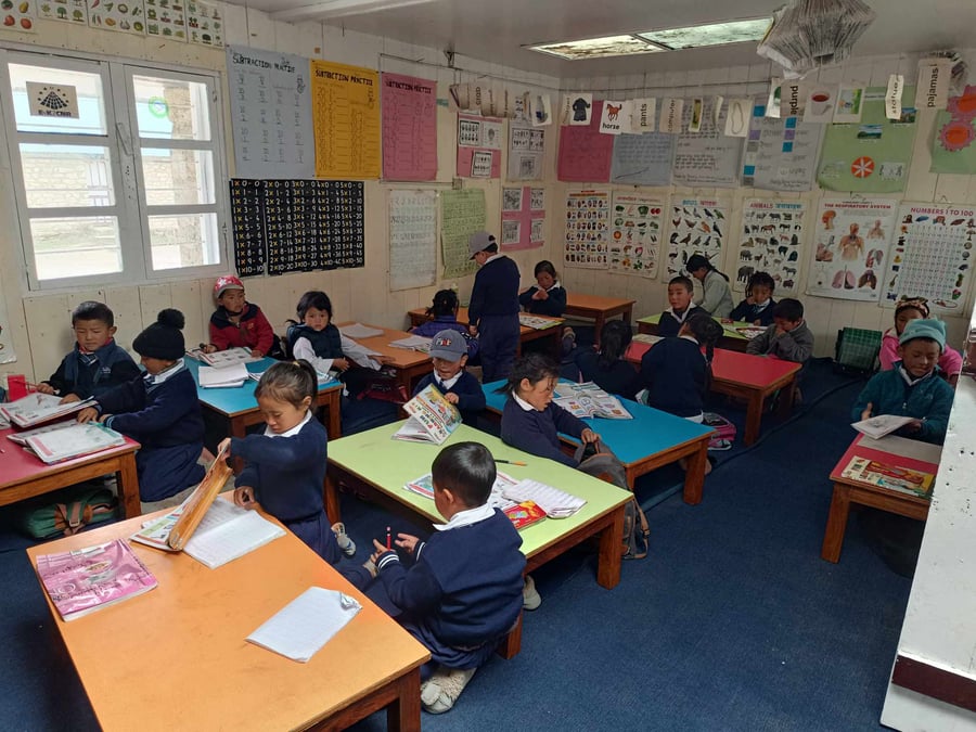 A classroom at Khumjung Secondary School in Solukhumbu.