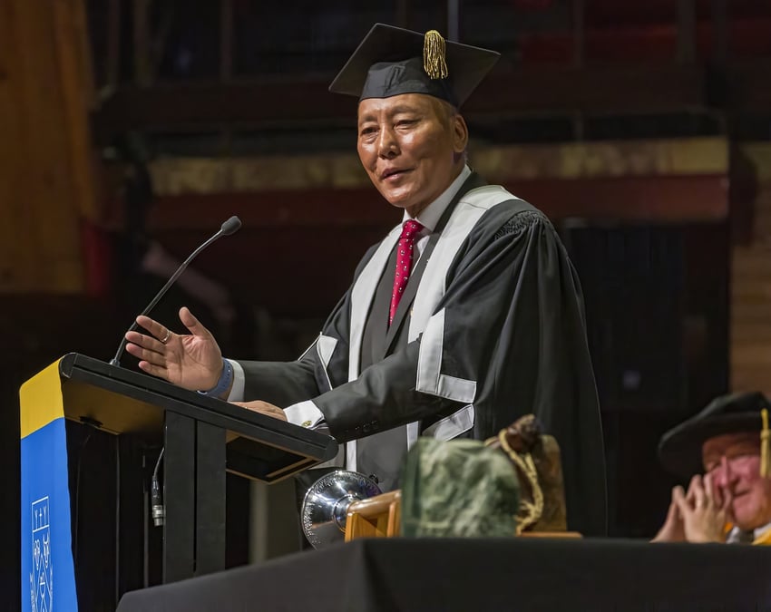 HONOUR FOR NEPAL: Ghana Gurung delivering his address after receiving the Lincoln University Alumni International Medal at the Christchurch Town Hall in New Zealand in May. Photo: LINCOLN UNIVERSITY