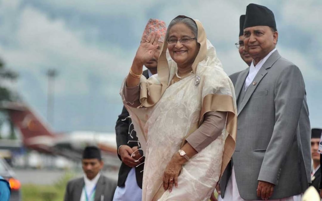 Sheikh Hasina in Kathmandu in 2018 for a BIMSTEC Summit. Photo: BDNews