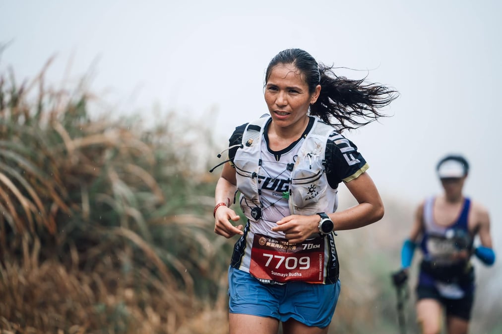 RUNNING FROM JUMLA: Sunmaya Budha in China’s Wenling 70km race in spring 2024. She currently holds the top ITRA female rank in Nepal.