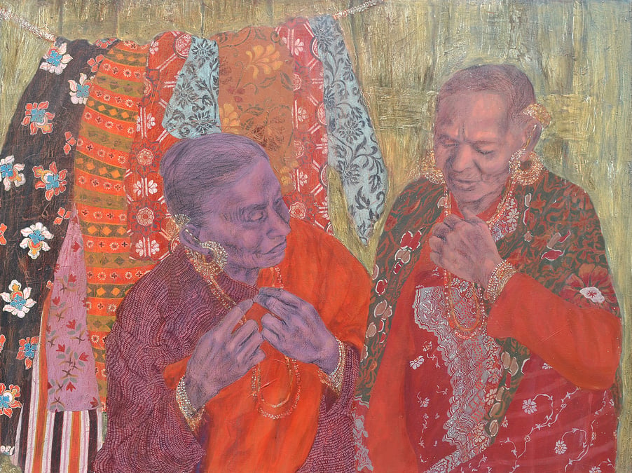 Quiet Exchange, Acrylic on Canvas, 30 inch X 40 inch, 2024