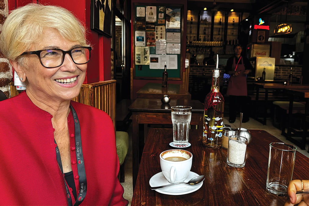 UN TAVOLO PER DUE: Annamaria Forgione at the pizzeria she opened 30 years ago.