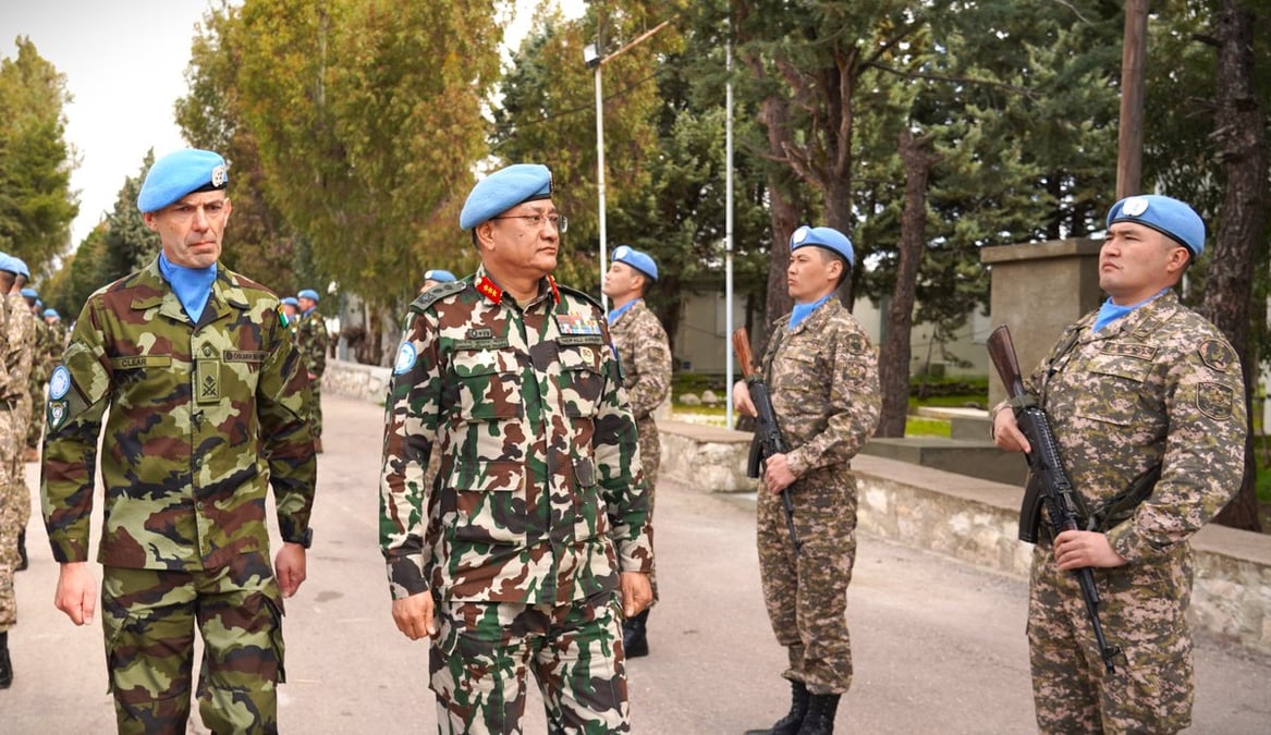 There are 400 Nepalis in the 1,000 strong UNDOF contingent in Syria which is led by Maj Gen Nirmal Kumar Thapa of the Nepal Army. Photo: UNDOF