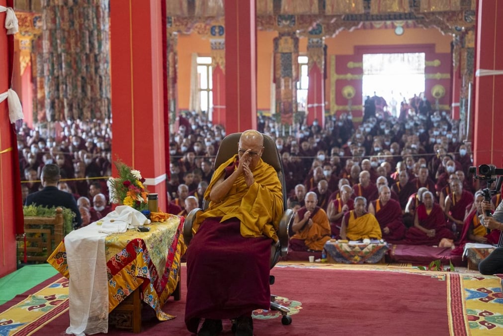 TEMPORAL REALM: The Dalai Lama presiding over a prayer vigil at the Tashilhunpo Monastery in Karnataka, India, for the victims of the 7 January 7.1 magnitude earthquake epicentred in Xigatse. Photo: TENZIN CHOEJOR