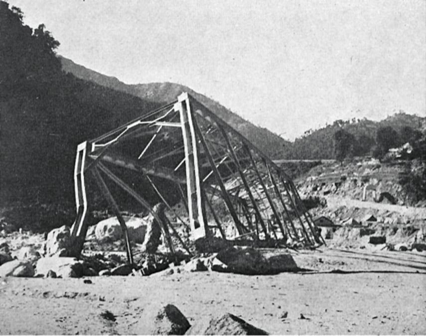 The bridge near Bhimphedi destroyed in the 1954 floods.