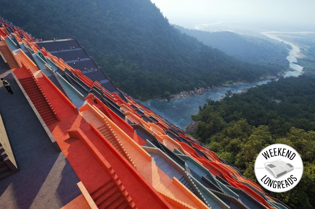 MINDING ITS OWN BUSINESS: Rendering of the creative design on a hydroelectric dam that is to be built specially to power Bhutan's ambitious Gelephu Mindfulness City Project. Photo: GMC