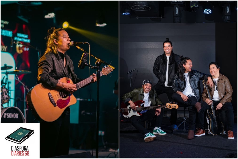 NEPALI SOUL: Ashik Shrestha took his passion for music with him when he went to work in Dubai, and now performs in band (far left), singing Nepali songs for fellow migrant workers.