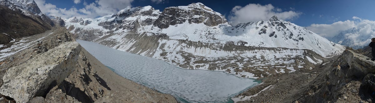 Nangama glacial lake in the Kanchenjunga Conservation Area, the source of the 1960 glacial lake outburst flood as pictured in May 2019. Photo: ALTON C BYERS