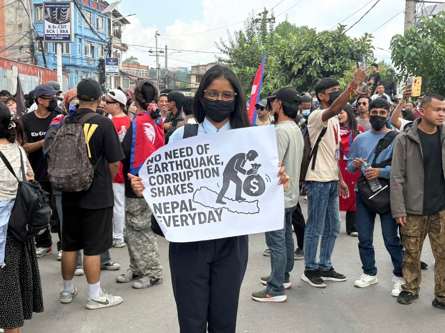 Niharika Sah during the GenZ protest against corruption on 8 September. Photo: SUDIKSHA TULADHAR
