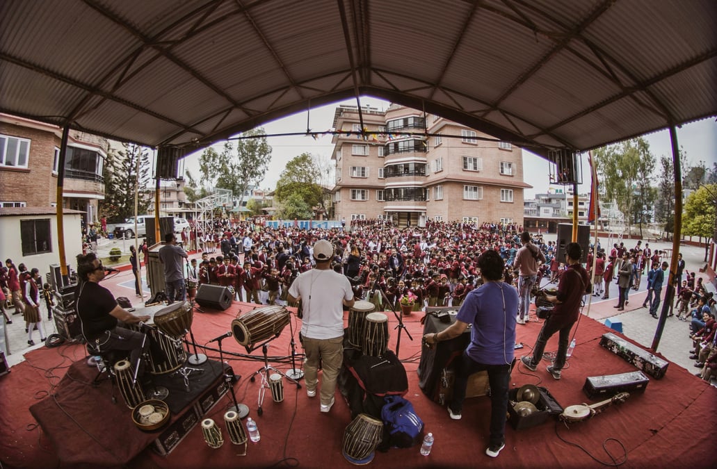Kutumba performing at Valley Public School in Bhangal, Kathmandu.