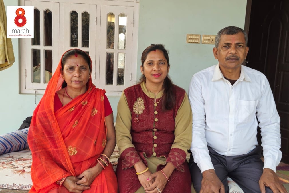 Mamata with her parents who are respected in their community for good parenting