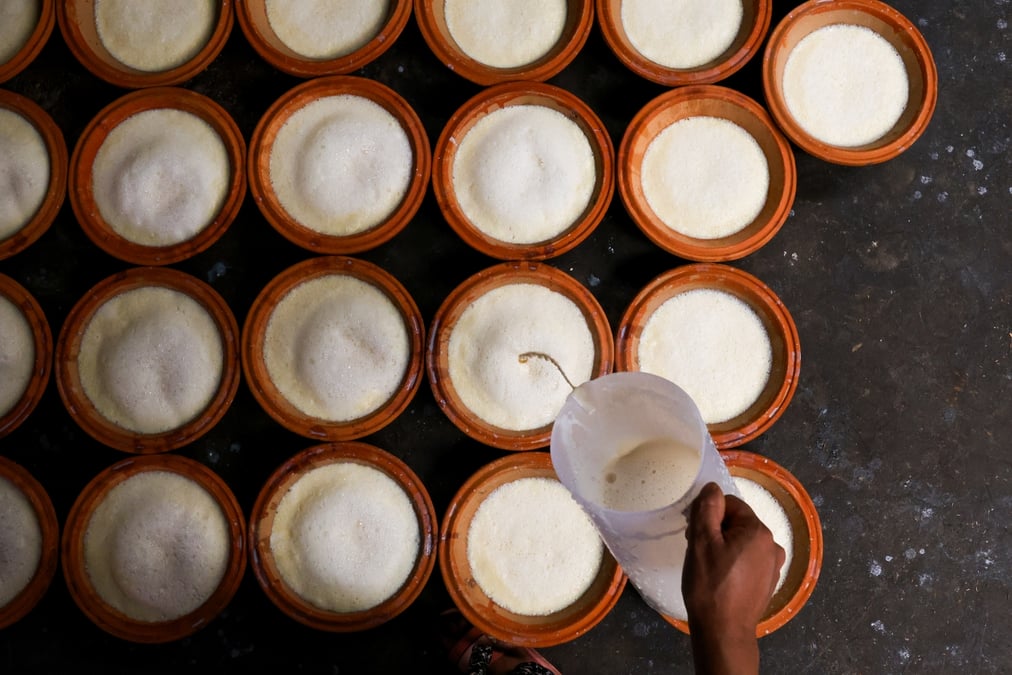 Bhaktapur's signature yogurt made at R.S Juju Dhau. All photos: SUMAN NEPALI