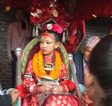 The Patan Kumari at the Bhoto Jatra on Friday, which marks the end of the Rato Machindranath festival that was also attended by President Bidya Devi Bhandari.