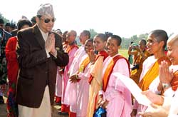 Summiting under a shamiana in Lumbini