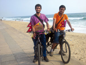 Young yogis on bicycles