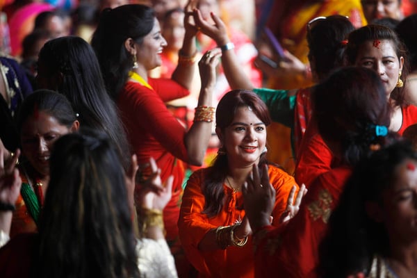 Women celebrate Tij