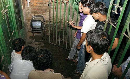 NO STAGE TOO SMALL: Local youths make the most of the World Cup in Kel Tole, Kathmandu, Tuesday.