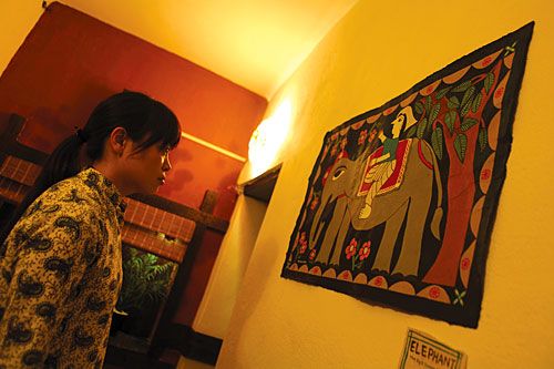 FOLK STROKES: Artist Mayuka Kozawa exhibited her Mithila art collection at Chai Chai Café, Jhamsikhel, this week.