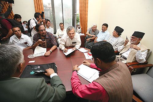 HOMEWORK: The Nepali Congress held its central working committee meeting at party headquarters in Sanepa on Wednesday to prepare for the party's national convention, which is expected to yield a resolution to the political deadlock in parliament.