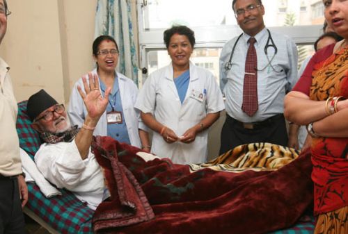 CELEBRATIONS, LATER: Newly elected president of the Nepali Congress, Sushil Koirala was admitted to Teaching Hospital, Maharajgunj on Wednesday morning. Doctors say that Koirala has lung infection and will need to stay at the hospital for few days.