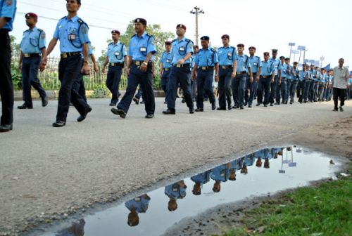 OUR DAY: Police officials participate in a rally organised by the Zonal Police Office in Birgunj on the occasion of 55th Police Day. The rally ended at Narayani Hospital where the participants distributed fruits to the patients.