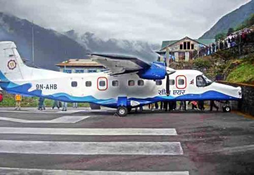 DANGEROUS STOP: Sita Air's Dornier aircraft, which took off from Kathmandu, had a minor crash at the Lukla airport because of break failure on Tuesday. All 14 passengers, including three crew members, are safe.
