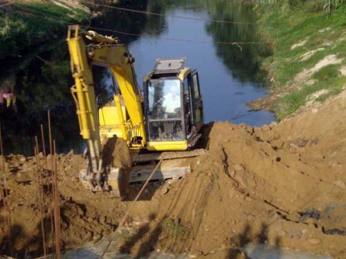 BUILDING BRIDGES: A dozer paves way to build a bridge in Sirsiya, Parsa on Wednesday.