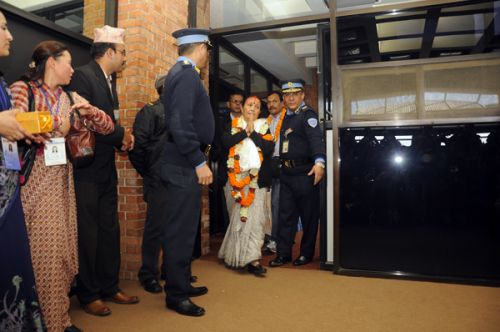 WINNER: Maiti Nepal founder Anuradha Koirala returned home on Thursday with her 2010 CNN Hero of the Year Award.