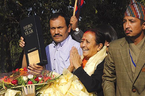 CONQUEROR: Maiti Nepal founder Anuradha Koirala returned home on Thursday with the 2010 CNN Hero of the Year Award for her work against human trafficking.