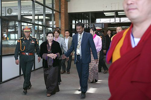 ROYAL VISIT: Ashi Kesang Choeden Wangchuck, Bhutan's Royal Grandmother, arrives at Tribhuvan International Airport, Sunday. She visited monasteries in Kathmandu and left for Lumbini on Thursday.