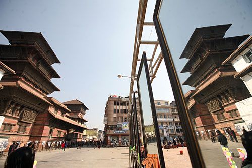 DEEP REFLECTION: Installation art for the 'Under One Sun' festival organised by UNHCR in Basantapur to mark its 60th anniversary. The festival featured music, street drama, photos, and installation art.
