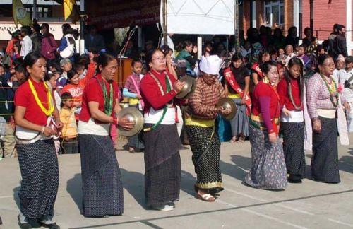 TIME TO CELEBRATE: Kirati women dress in their traditional attire and dance the Sili dance in Lalitpur to observe Sakela Udhauli, a Kirati festival that marks the harvesting season.