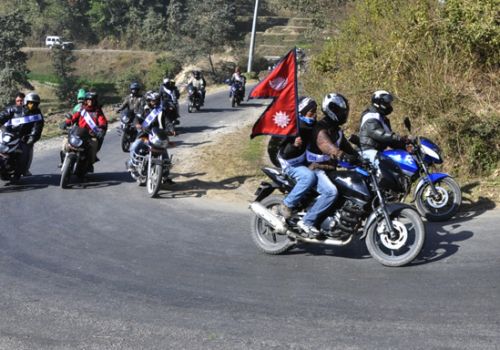 DHUWA UDAUDAI: Over 300 motorcycles participated in a rally from Thankot to Nagarkot today to welcome Nepal Tourism Year 2011.