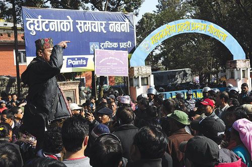 RESPECT OUR DEAD: Kirantis protest the government's decision to prohibit burials in Sleshmantak Forest, Pashupati, Monday.