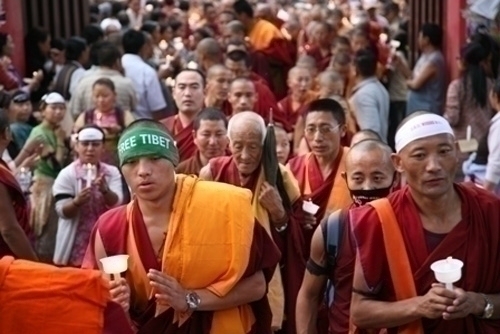 PROTESTS RESTART: Buddhist monks on Monday evening at Swayambhu restarted protests they had postponed for the duration of the elections.