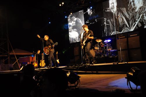 Bryan Adams performing at Dasrath Stadium on Saturday evening. The concert was attended by 20 thousand people.