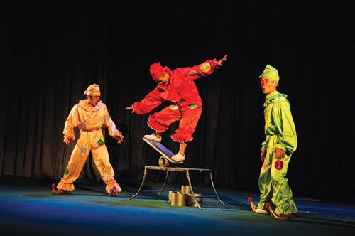 TRICKY SKATES: Artists from the Zhejiang Acrobat Troupe from China perform at the Nepal Academy Hall on Wednesday for a show organised by the Chinese Embassy to mark the beginning of the spring festival.