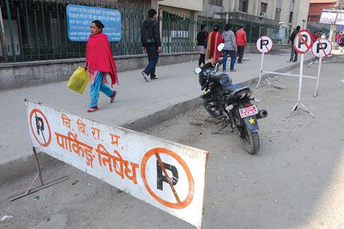 EASY RIDER: Ba 24 Pa exercises his right to park wherever he pleases, next to Bir Hospital, Kathmandu, Tuesday.