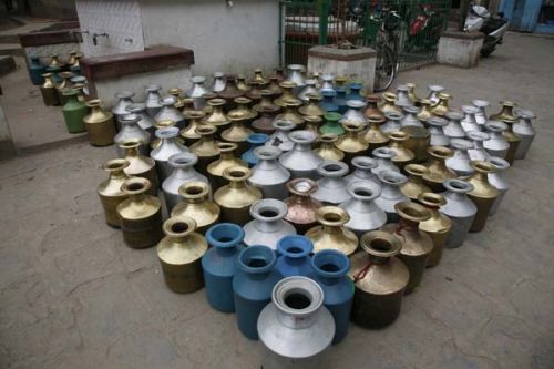 WATER WEEK? A long wait at the communal taps in Nakabahil, Patan, Thursday.