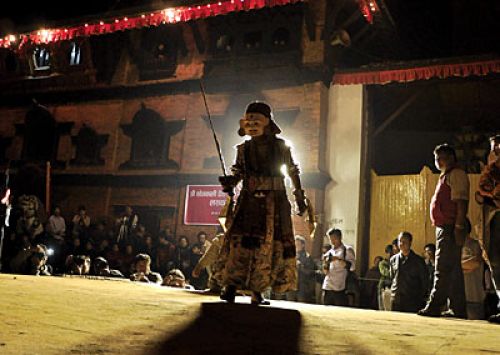 SHADOW DANCE: The Nardevi Swetkali Jatra underway in Basantapur, Wednesday. Meant to be held every 12 years, this year's edition returned after 24 long years.