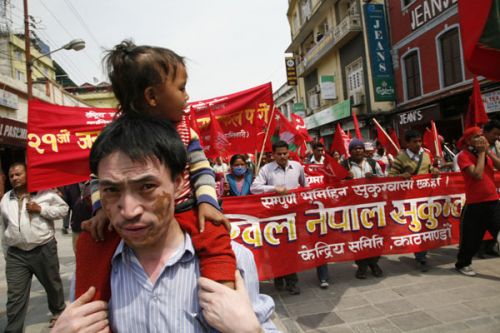 LET'S WALK: The Maoists organised mass rallies in various places across the country on Thursday to mark the beginning of April uprisings. This rally was moving towards Basantapur where Maoist chairman Pushpa Kamal Dahal and vice chairman Mohan Baidya addressed the participants.